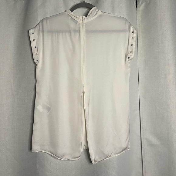 Sandro Paris White Courbe Studded Blouse Medium - Picture 4 of 13